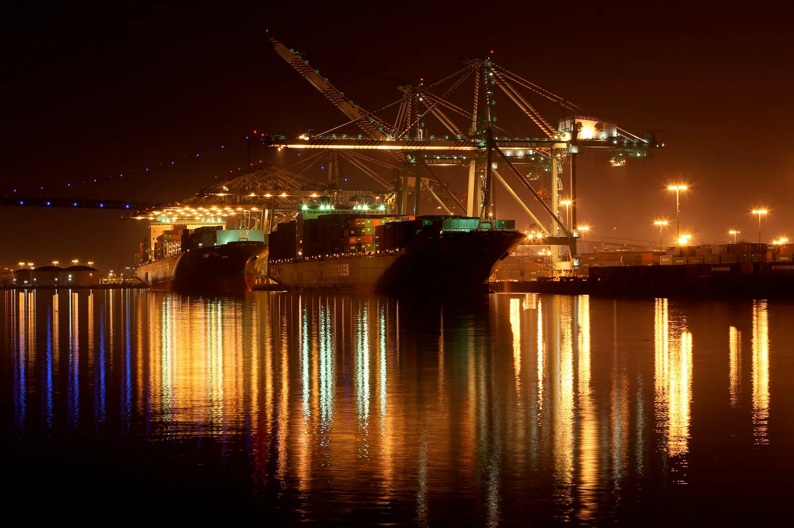 Container ships loaded with cargo