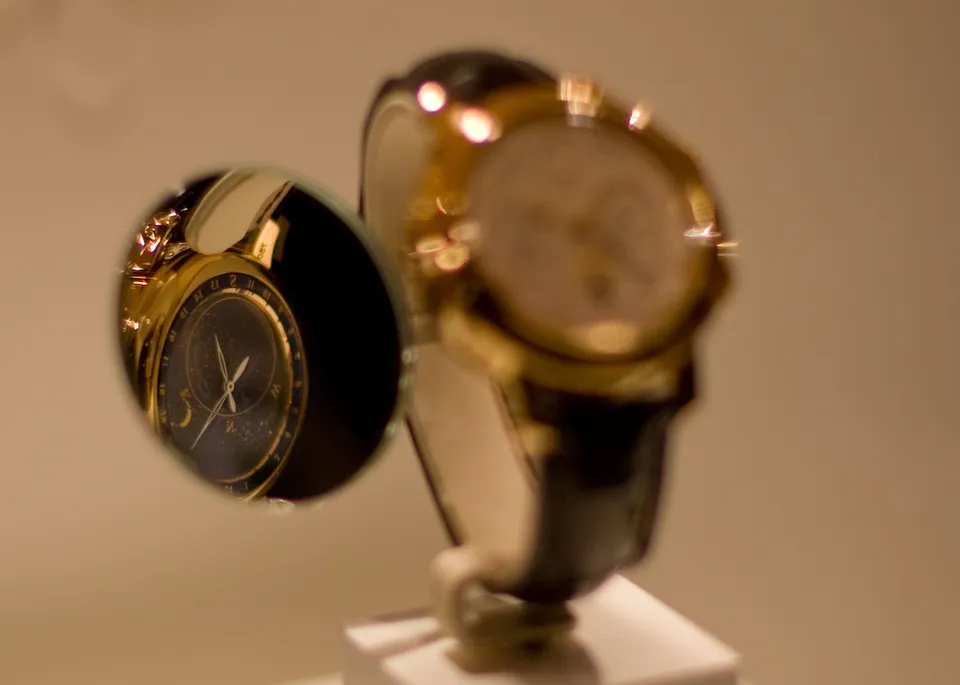 Patek Philippe wristwatches on display.