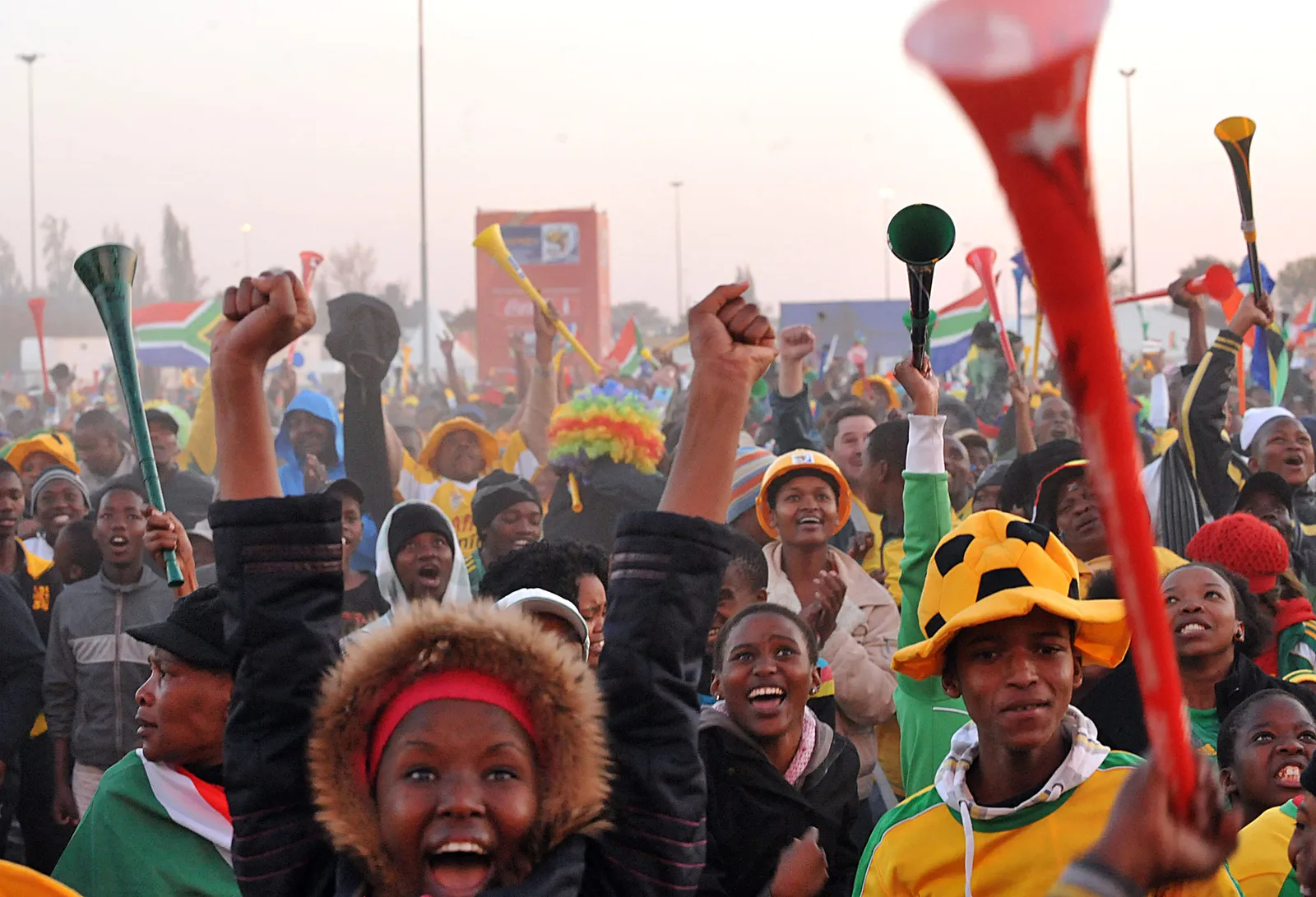 Fans gather to watch a World Cup match at a public viewing.