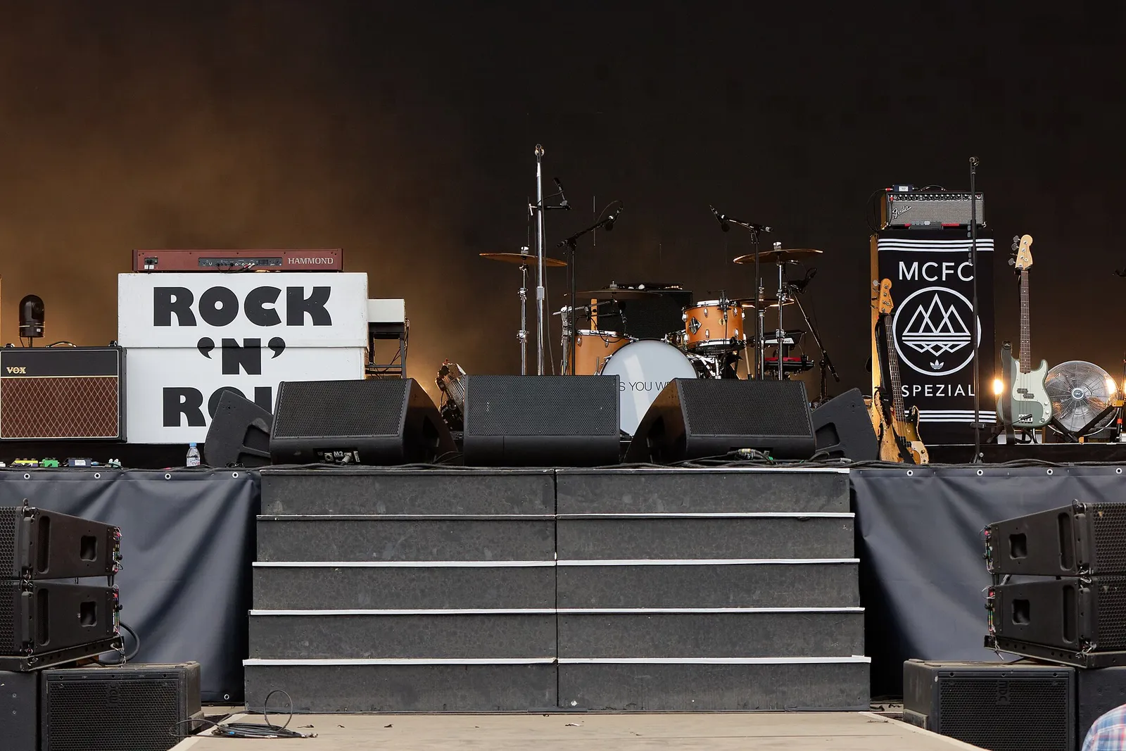 The stage set for a Liam Gallagher concert in 2018.