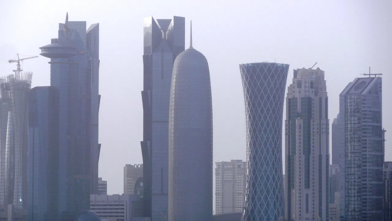 The skyline of Doha, Qatar.