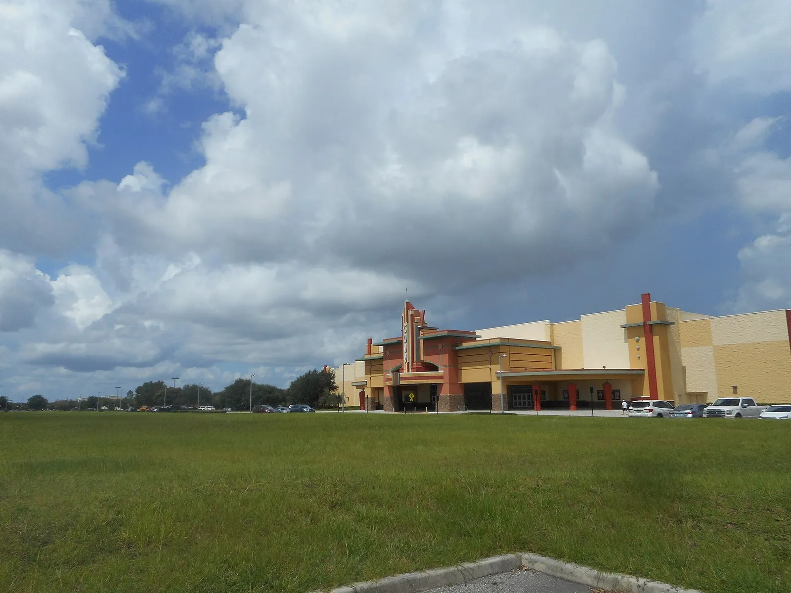 The exterior of a multiplex movie theater.