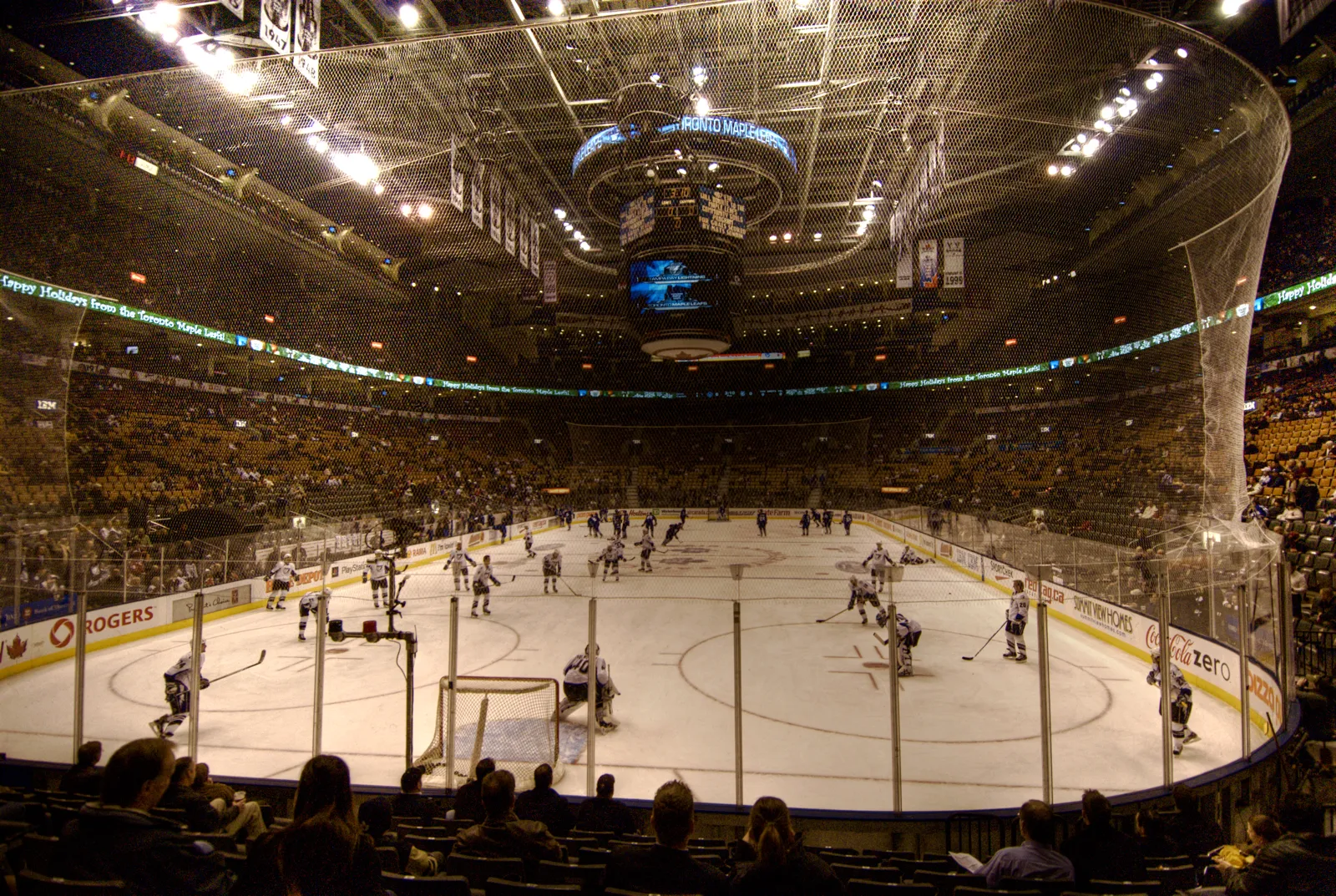A Toronto Maple Leafs game at their home arena in Toronto
