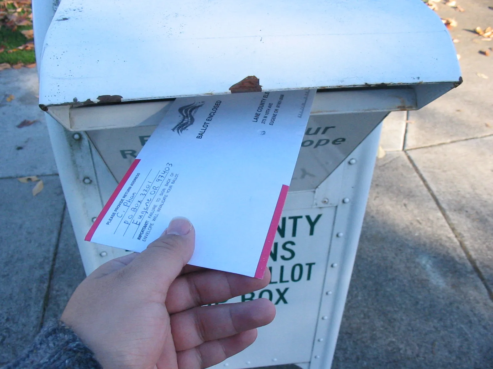 A ballot return box.