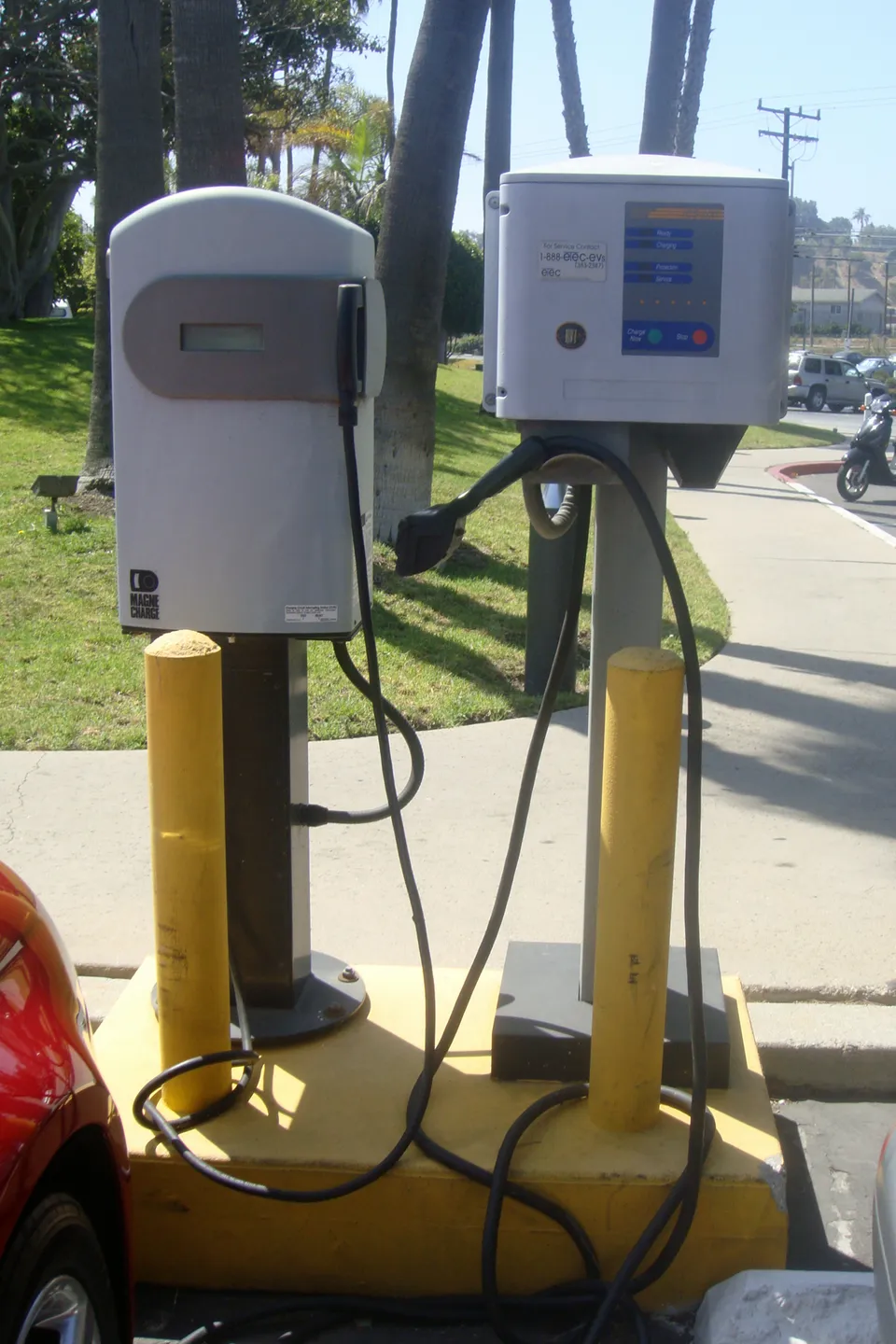 An electric vehicle charging station in Los Angeles