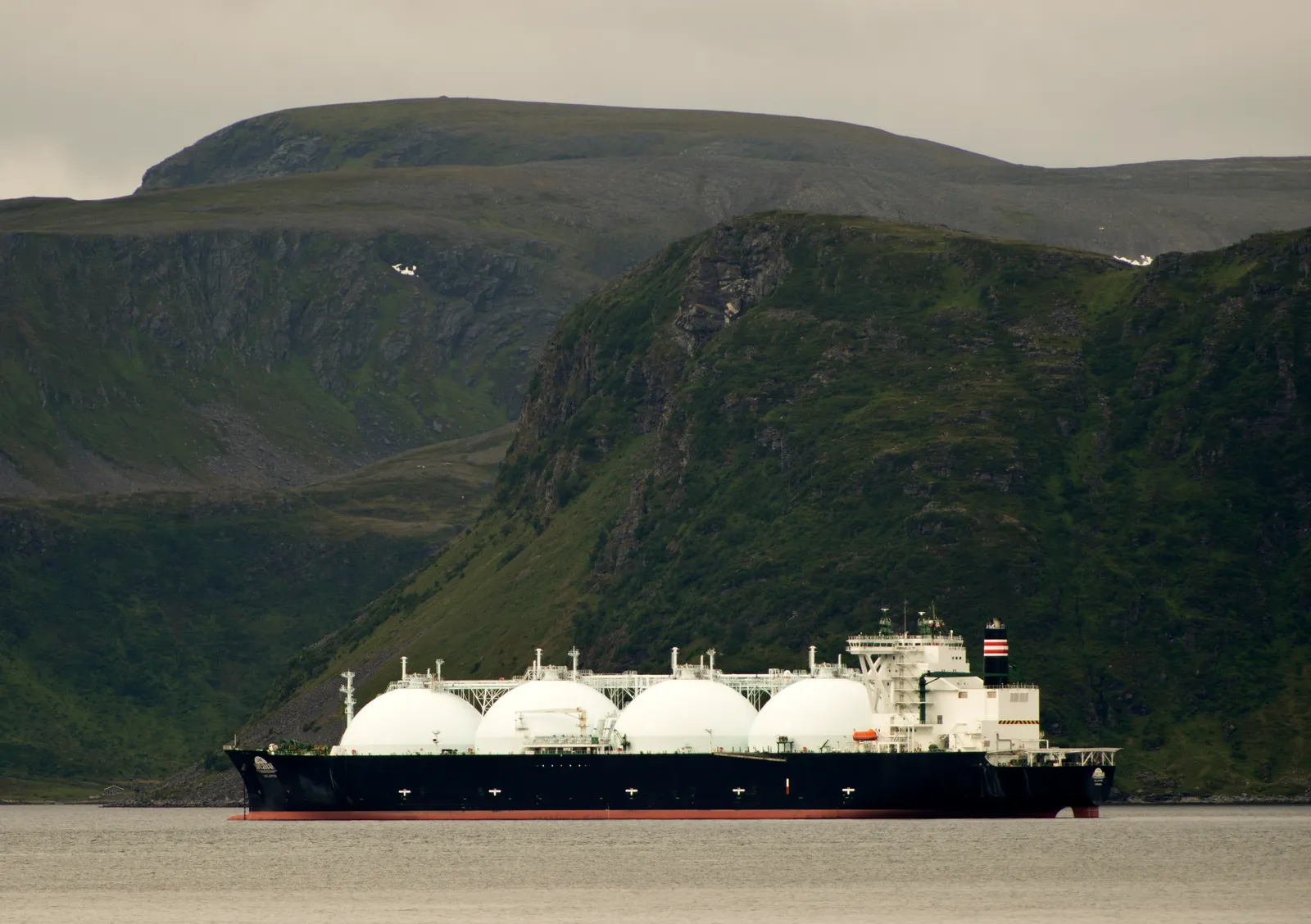 A gas tanker ship.