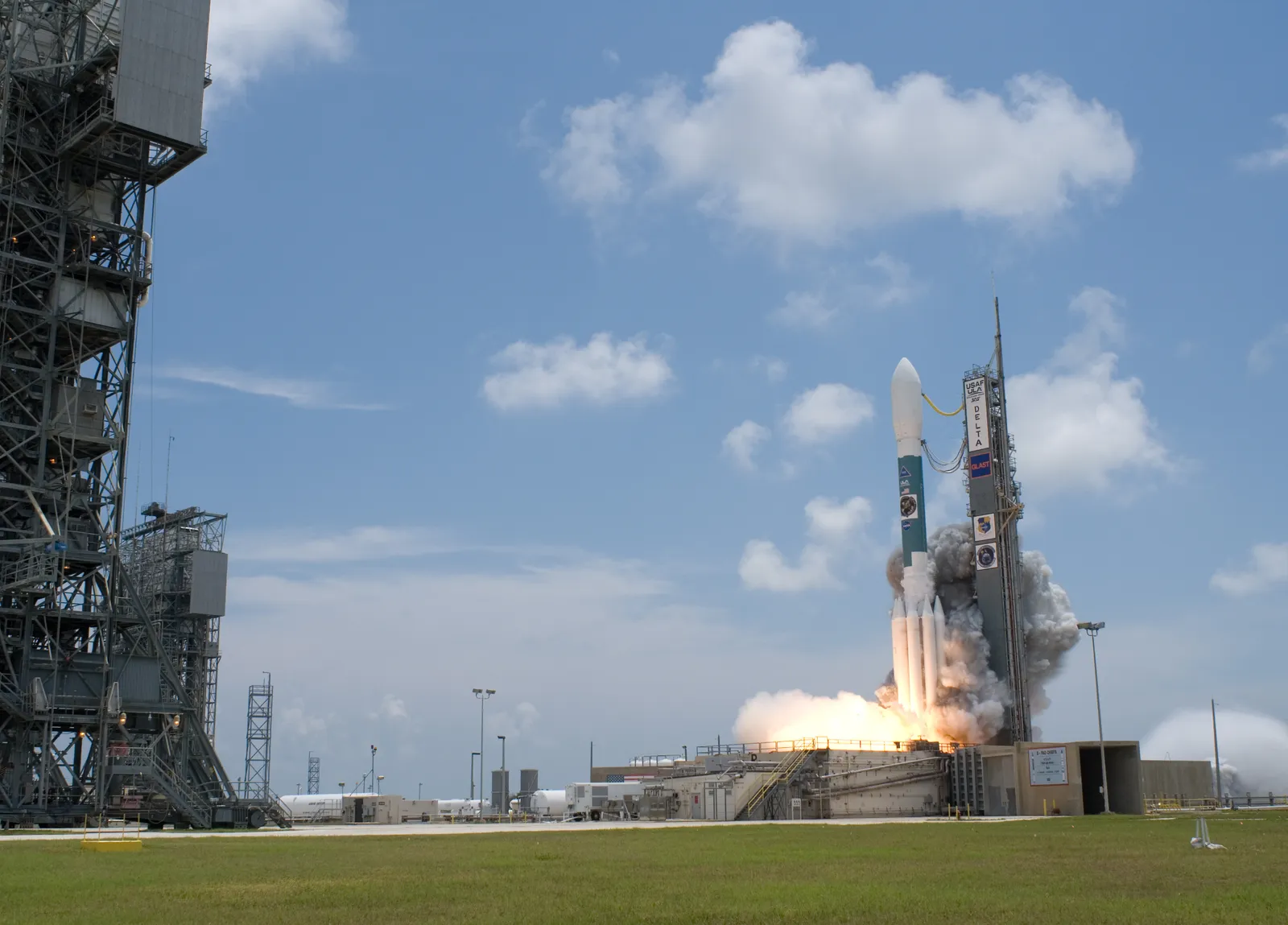 A rocket on a Cape Canaveral launch pad.