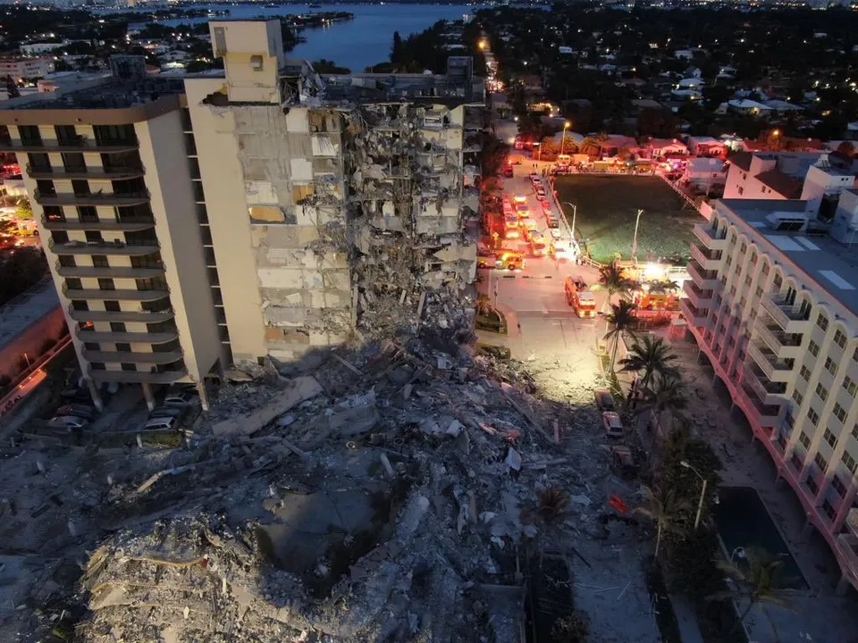 The partial collapse of Champlain Towers South in Surfside, Florida, in 2021.