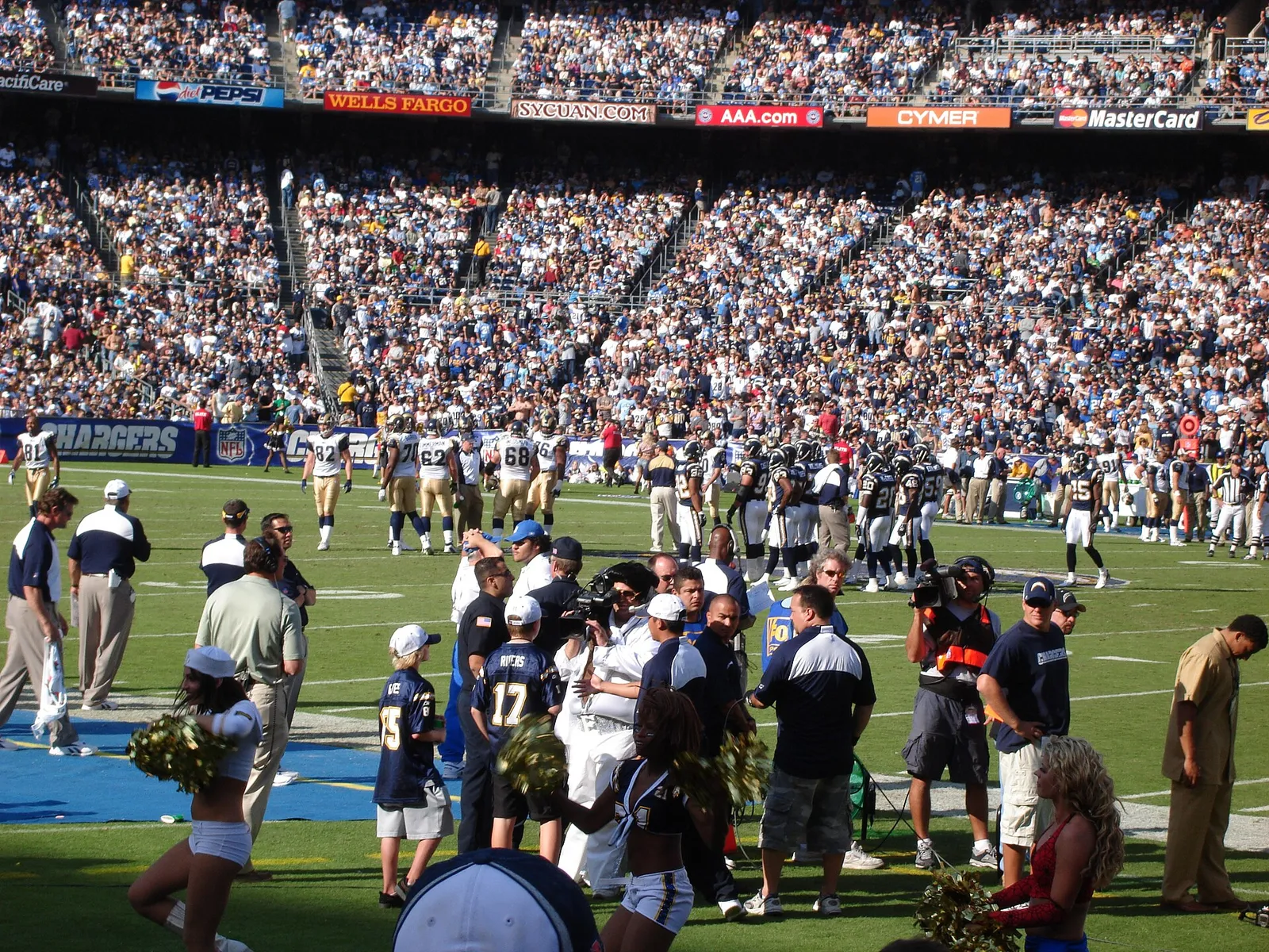 A San Diego Chargers game at Qualcomm Stadium in San Diego