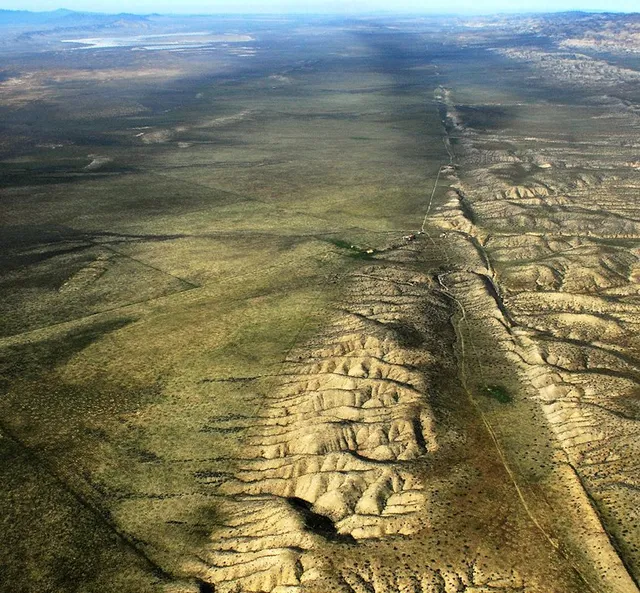 Aerial view of the San Andreas Fault crossing the Carrizo Plain in California