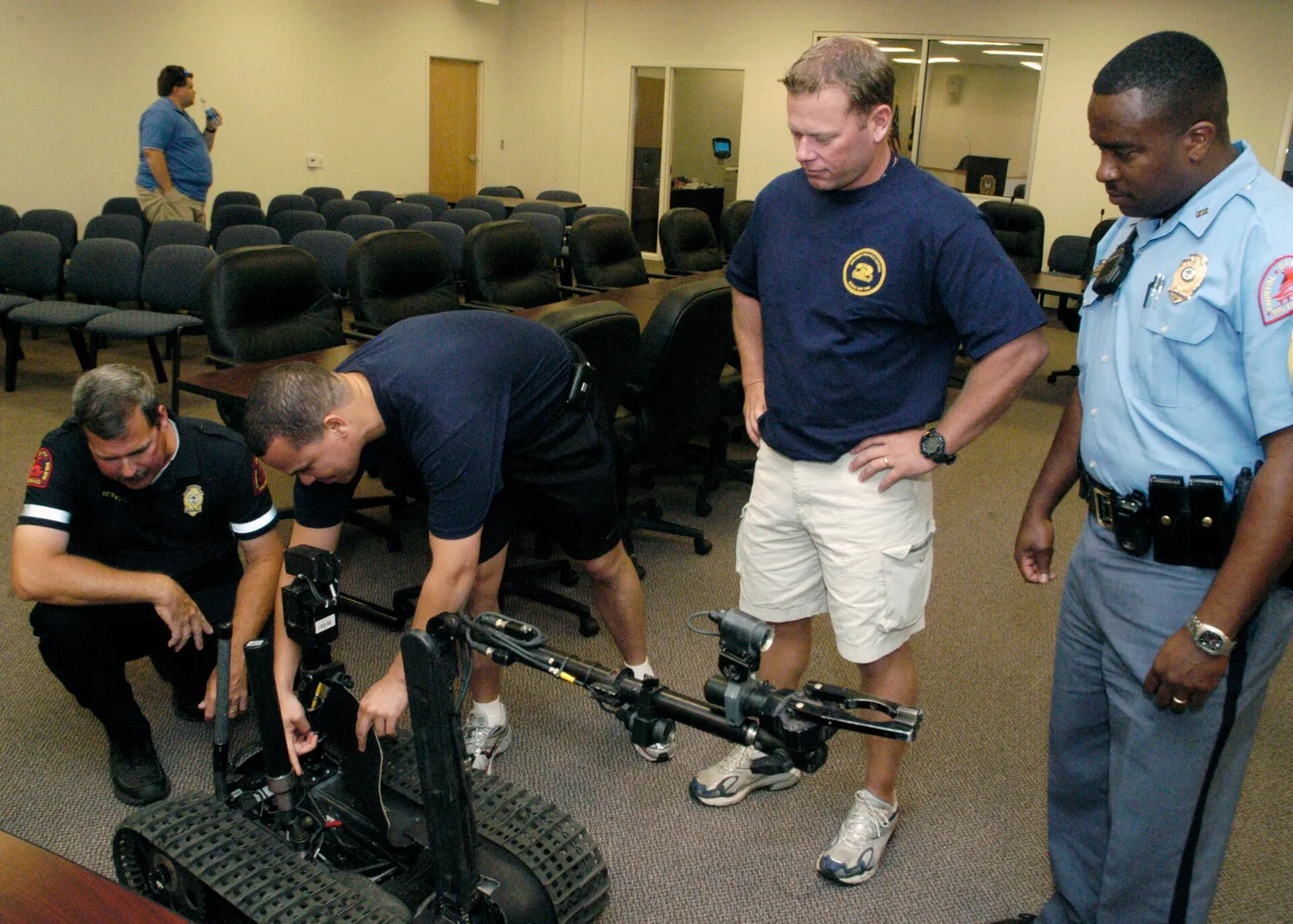 A bomb squad's explosive-disposal robot