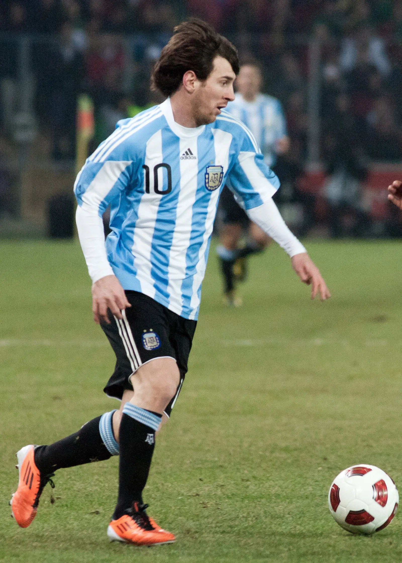 Lionel Messi in an Argentina jersey.