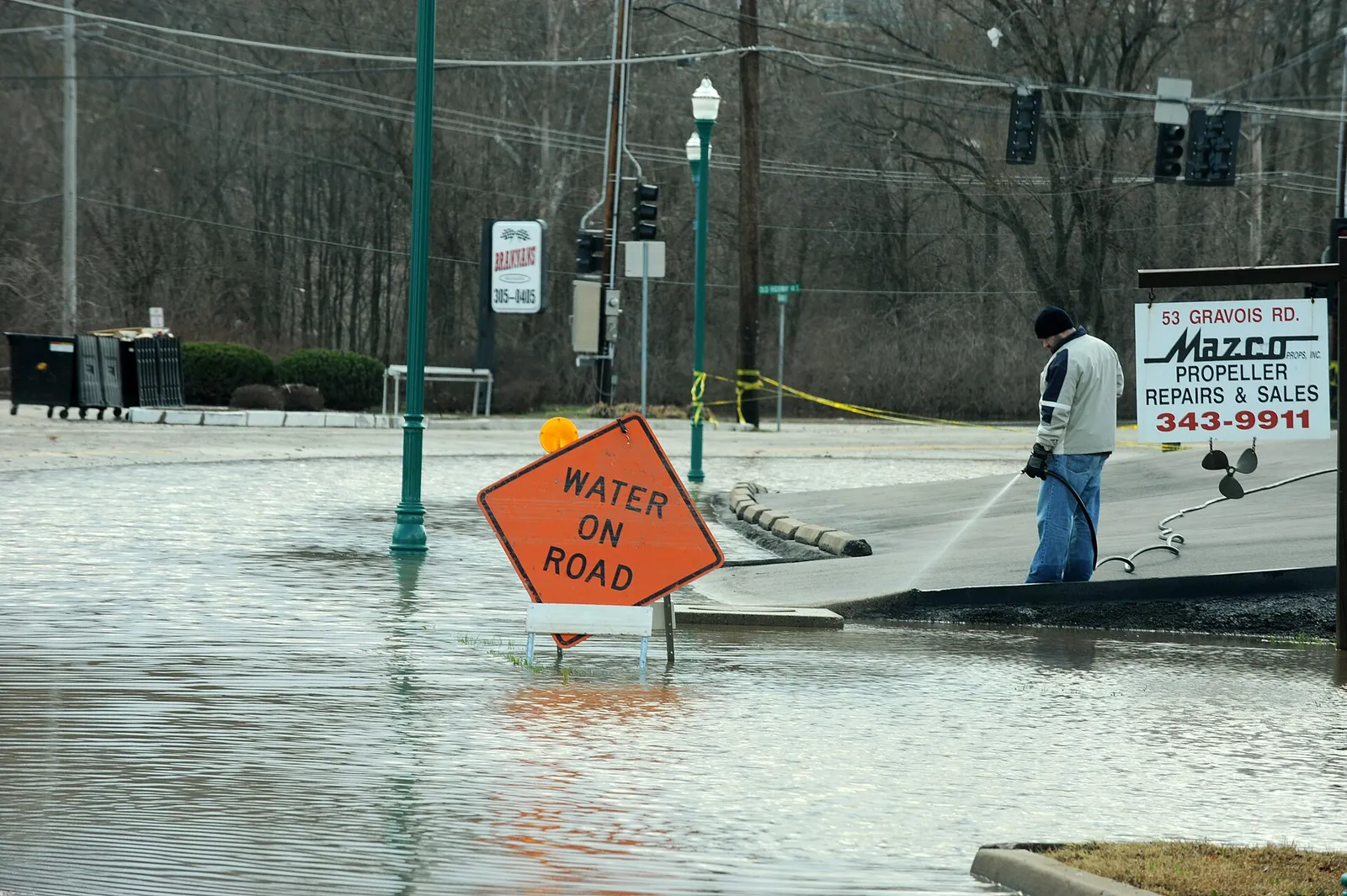 A flooded street