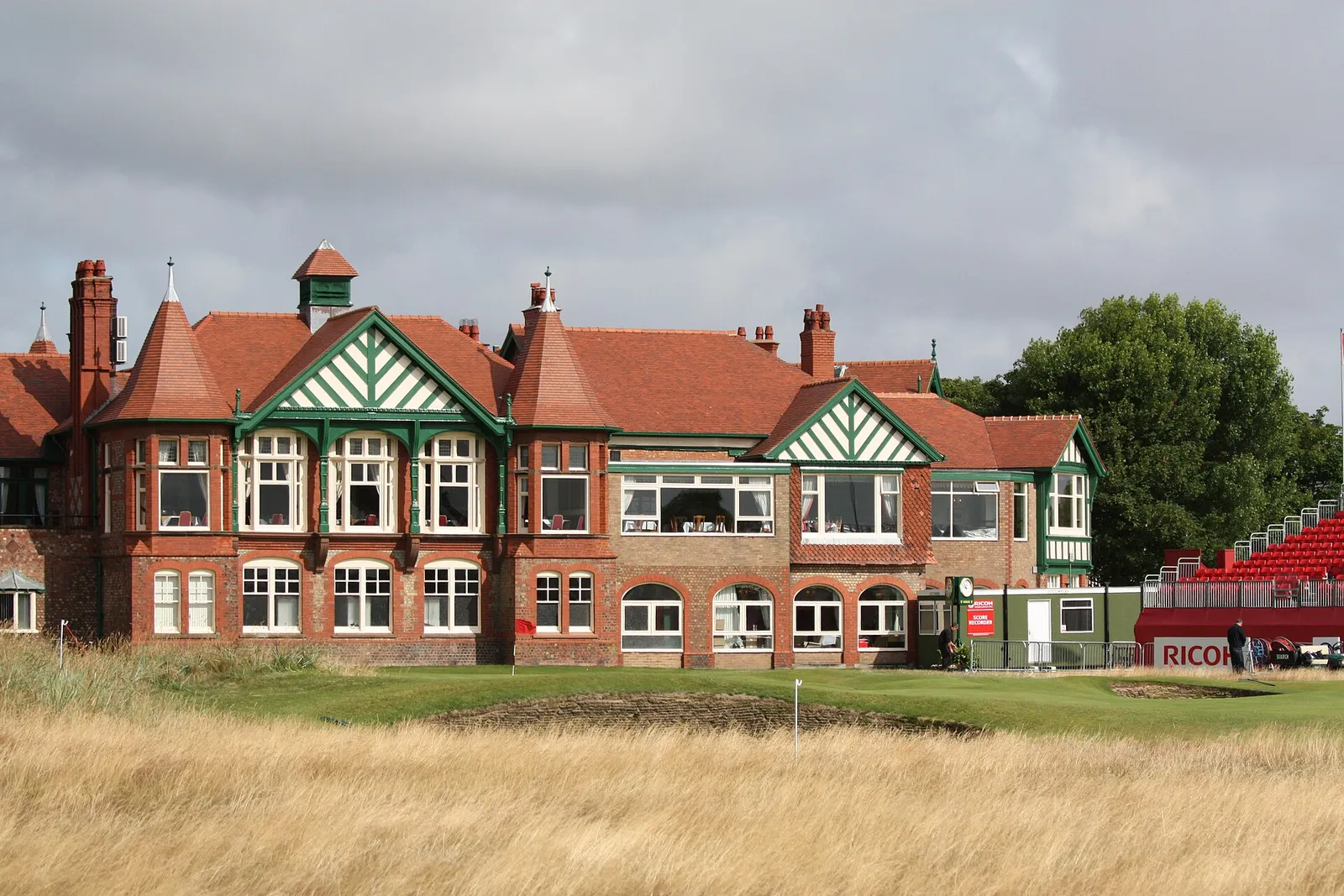 The clubhouse behind the closing green at Royal Lytham and St Annes, photographed at the 2009 Women's British Open
