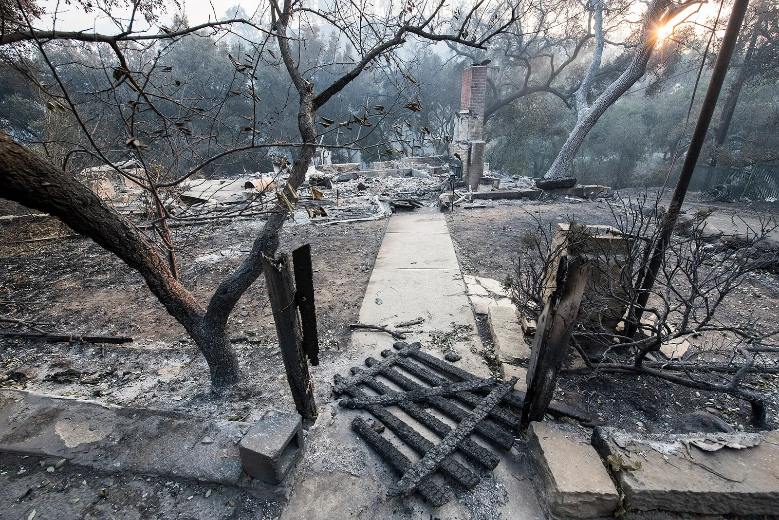 Flames from the 2017 Thomas Fire on a hillside in Southern California.