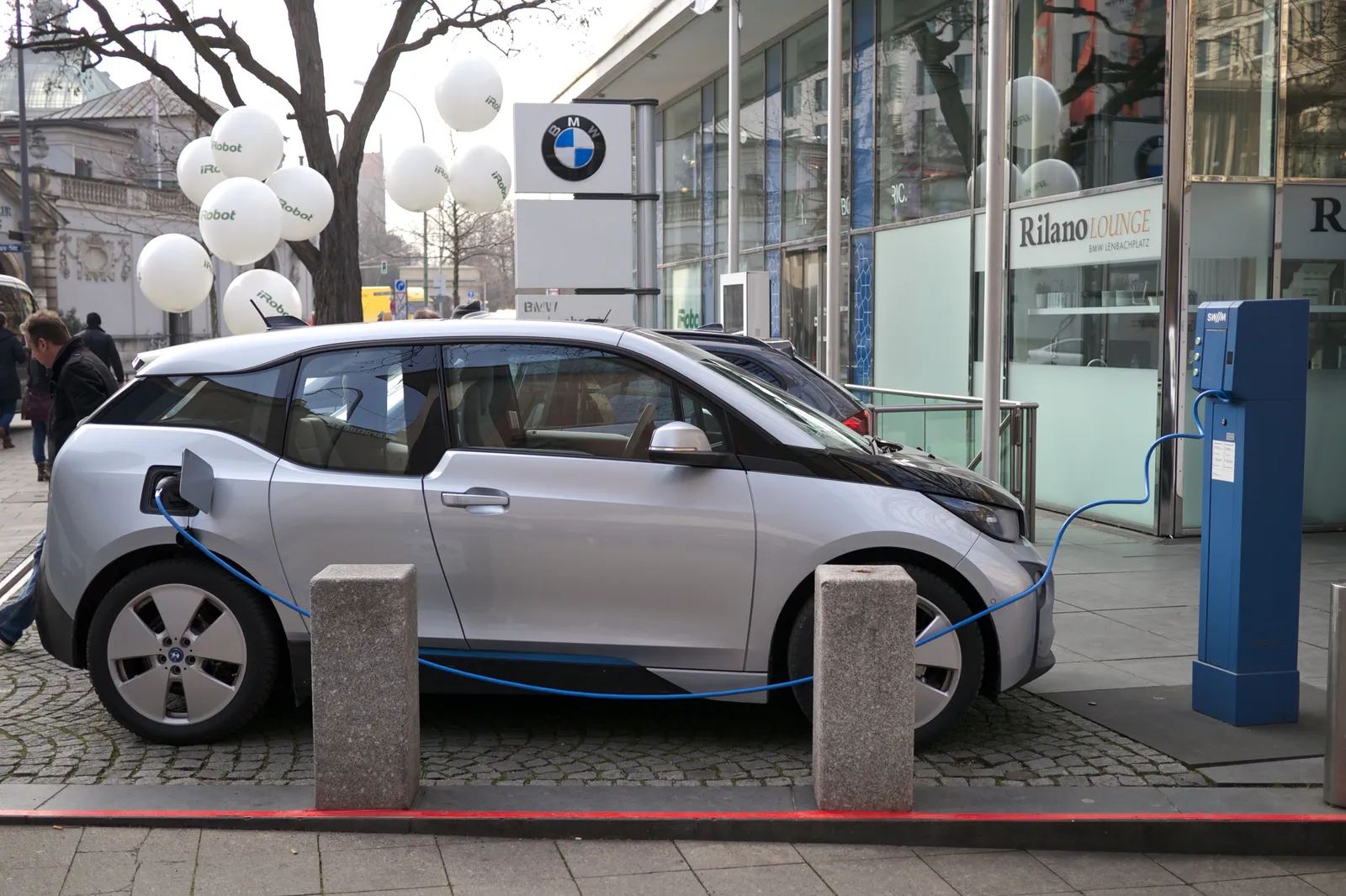 A BMW electric car charging.