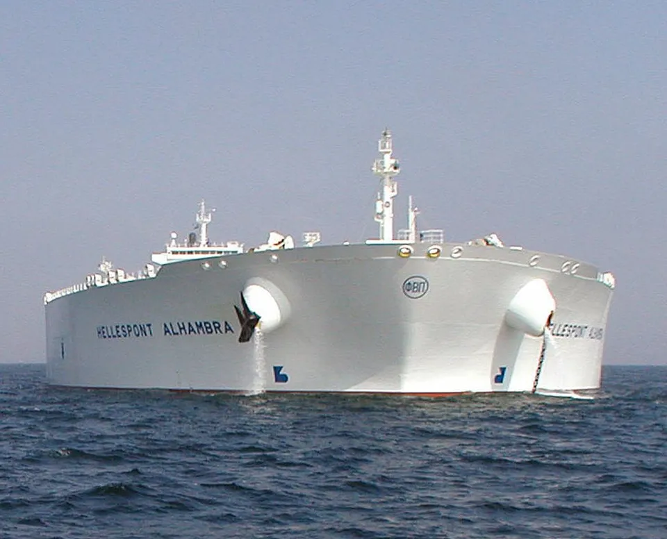 A large crude-oil tanker at sea.