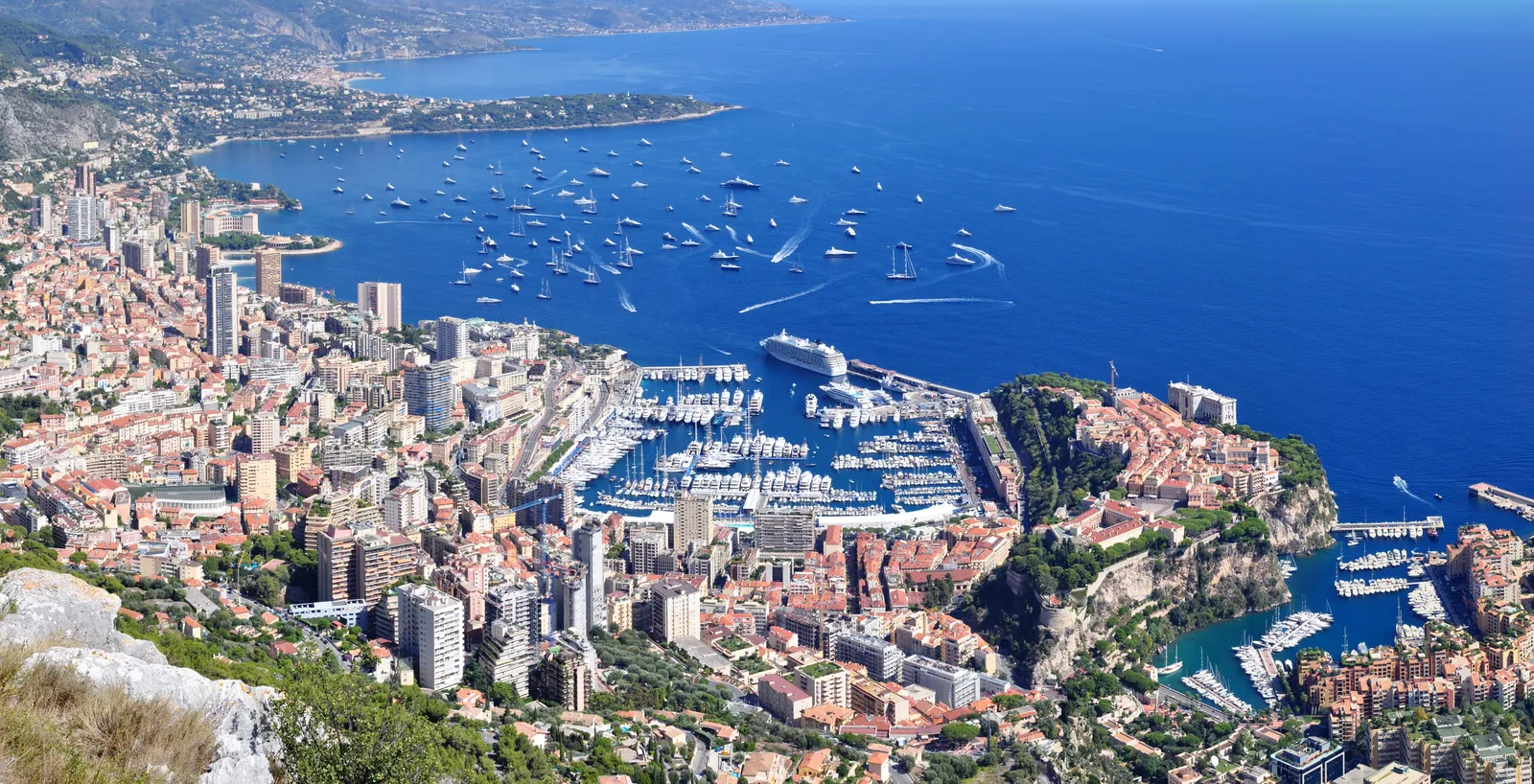 A panorama of Monaco on the French Riviera.