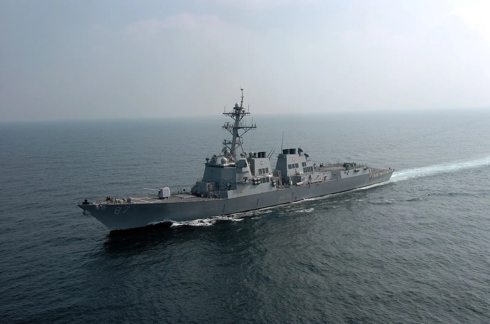 A U.S. Navy guided-missile destroyer patrols the northern Persian Gulf