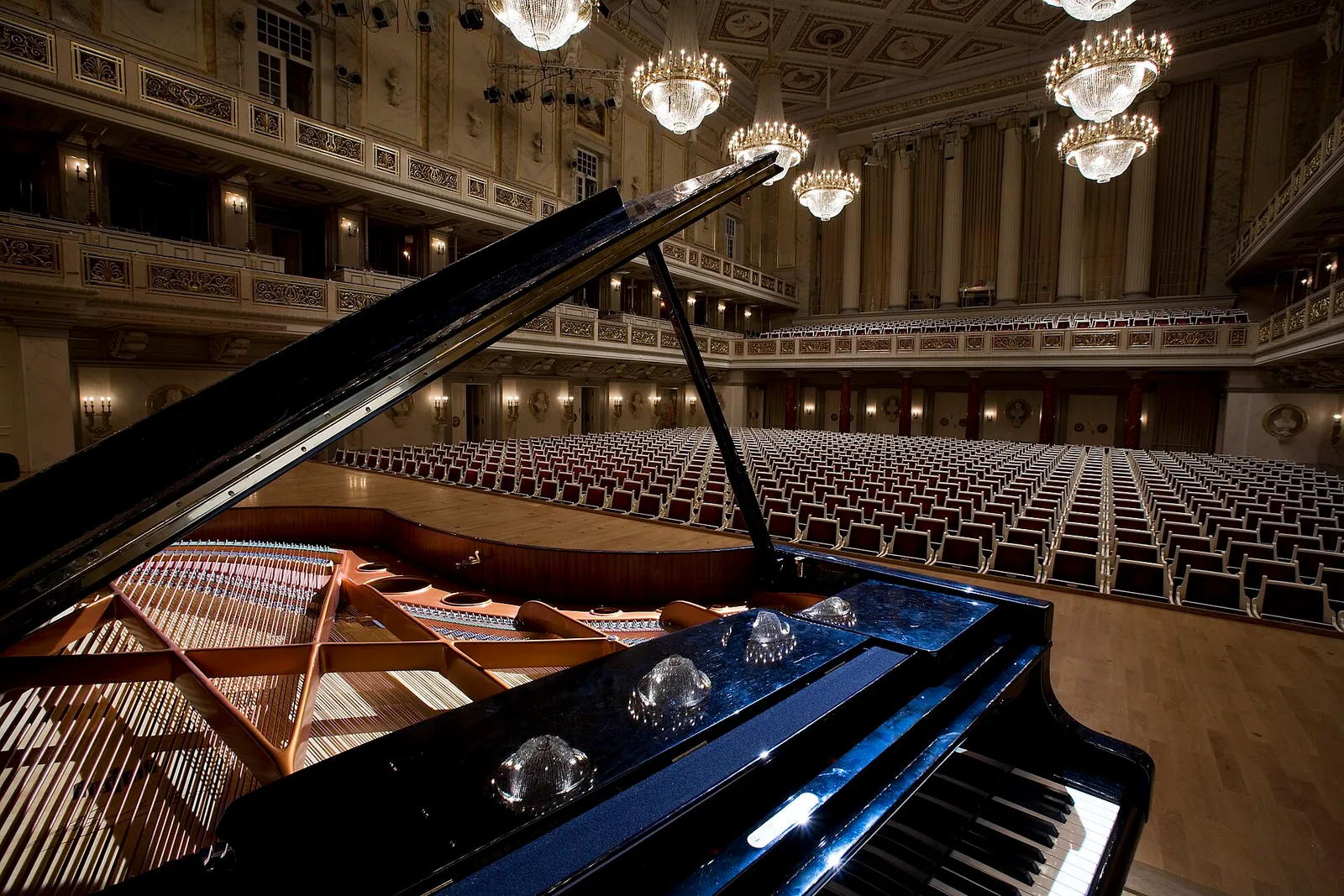 A grand piano on a concert-hall stage (file photo).