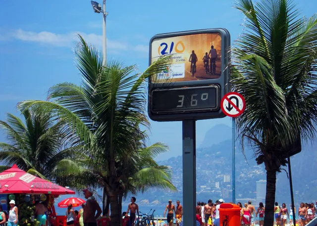 A thermometer showing a high temperature during a heat wave.