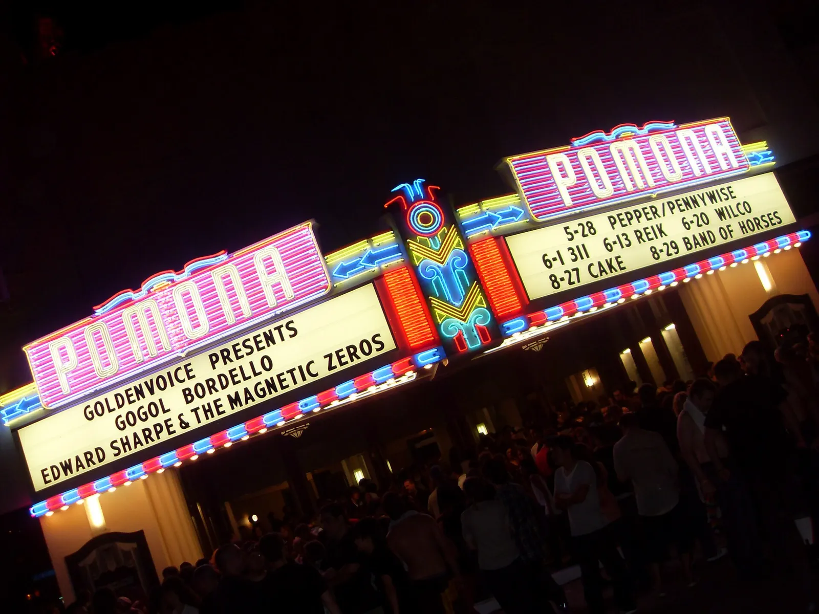 A movie theater marquee.