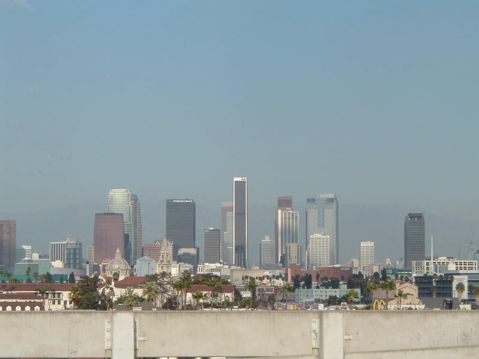 The downtown Los Angeles skyline on Bunker Hill.