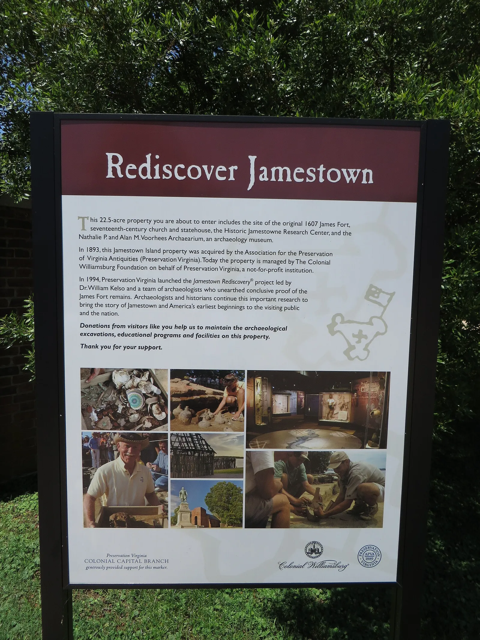 An interpretive sign at a national historical park.
