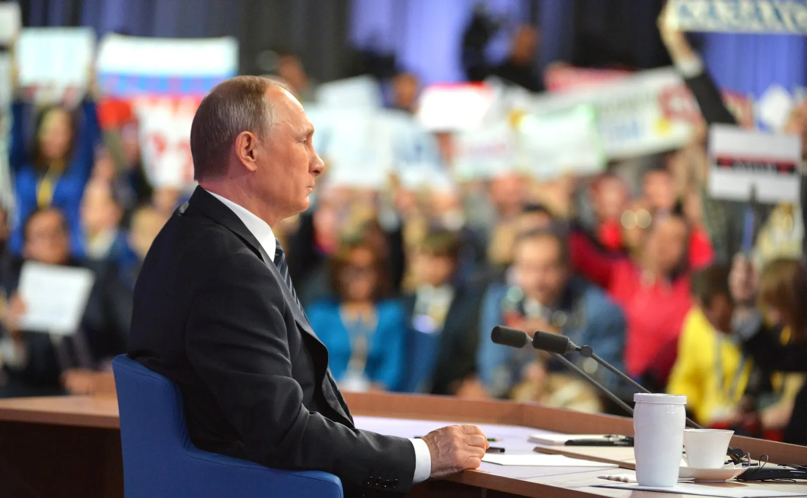 Russian President Vladimir Putin at a press conference.