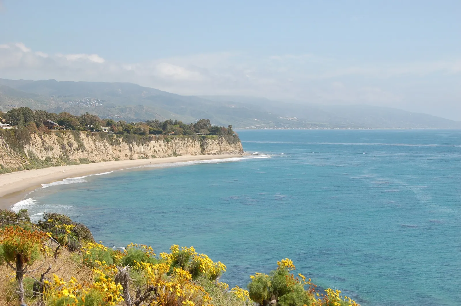 The bluffs at Point Dume in Malibu, with the beach and Santa Monica Bay below
