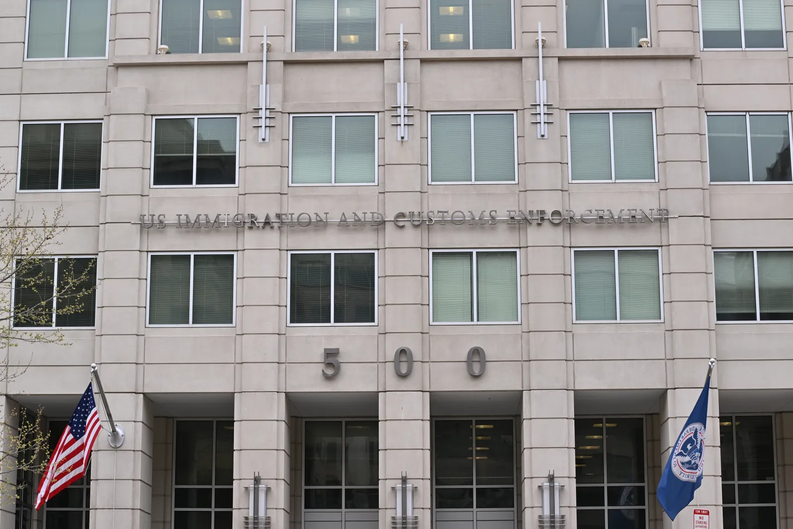 The front of an Immigration and Customs Enforcement building in Washington, D.C.