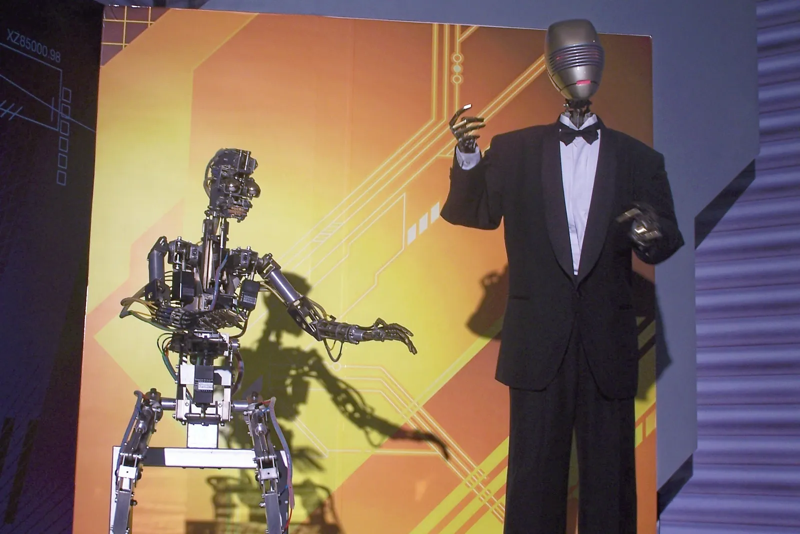 Humanoid robots on display at an exhibition (illustrative).
