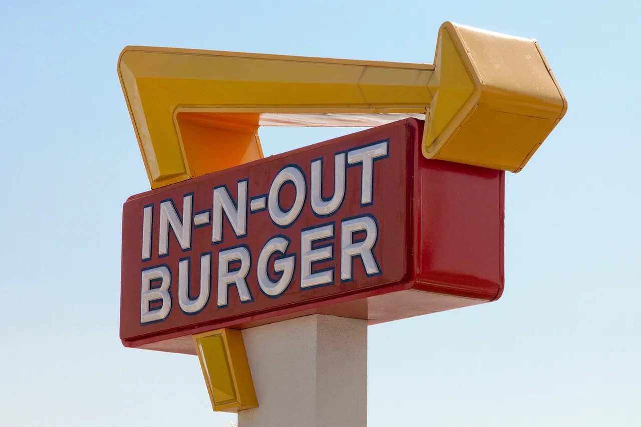 An In-N-Out Burger sign in Los Angeles. The shooting took place at a restaurant in Twin Falls, Idaho.